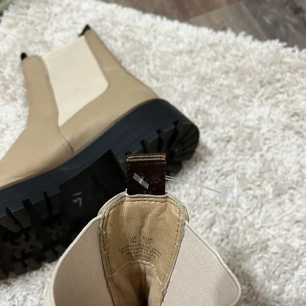 Sam Edelman Size 7 M Tan Sesame Waterproof Leather Laguna Chelsea Boots